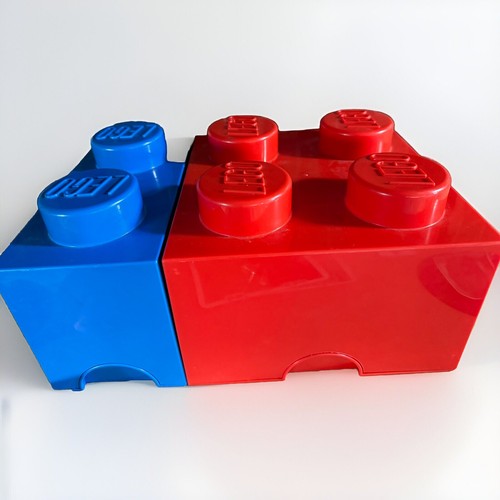 LEGO Storage by Room Copenhagen Brick Box Red 4 Stud & 2 Stud Blue Lot Set Decor - Picture 1 of 9
