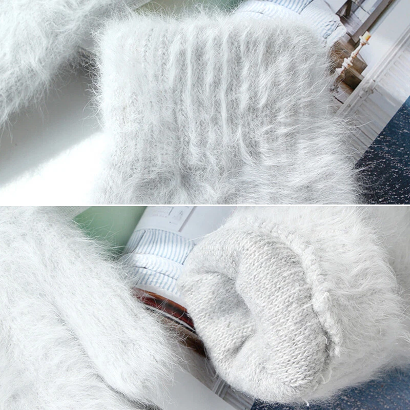 Guantes de piel de conejo sintética para mujer manopla completa gruesa invierno cálidos guantes de muñeca Foto 3 de 4