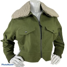 Tularosa Jacket Women Size Small Johnnie Army Green Sherpa Collar Crop $228 Nwot