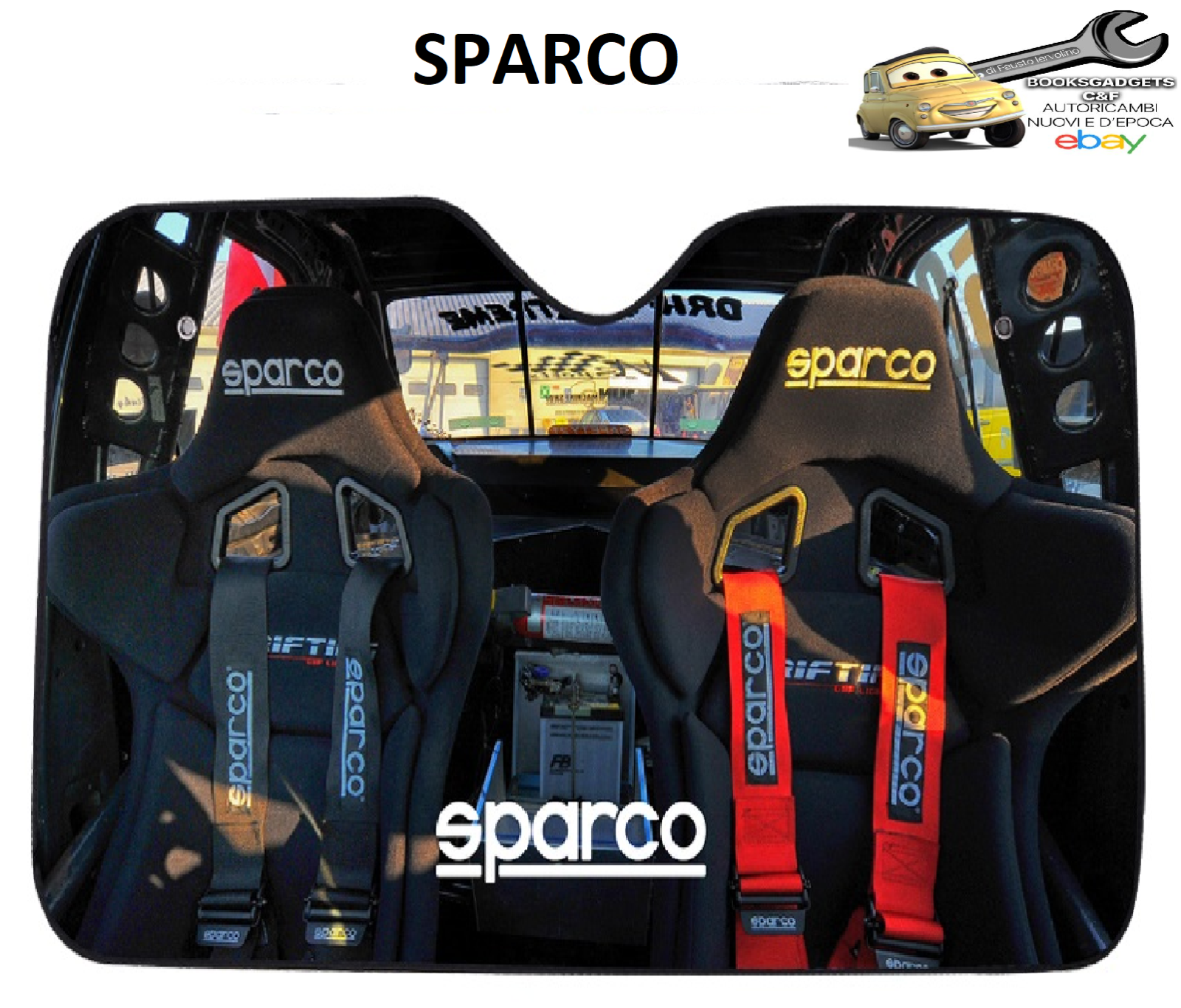 Sparco Parasole con Ventose Incluse 130x70cm in Alluminio con finitura Opaca