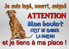 plaque attention chien dogue de bordeaux en métal 29x20cm percée réf 51b