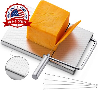 Tabla cortadora de queso ajustable y resistente con 4 cables de repuesto US NEW