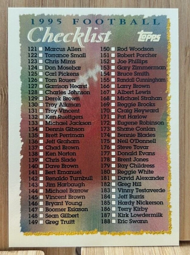 1995 Topps NFL Football | U-Pick | Complete Your Set - #1 - 250 - Image 4 of 4