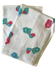 2 Vintage New Riegel Teddy Bear Flannel Receiving Baby Blanket Balloons Mint