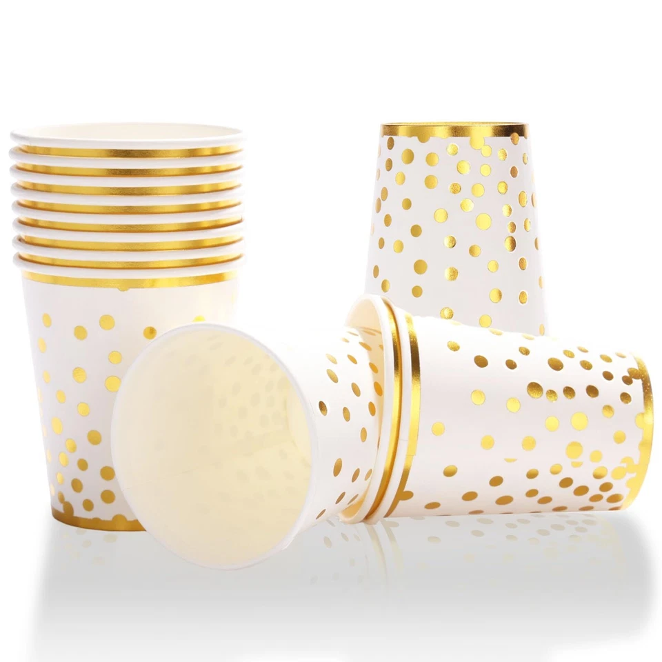 168 piezas 60 cumpleaños decoraciones puntos dorados platos servilletas aniversario servir 24 Foto 4 de 4