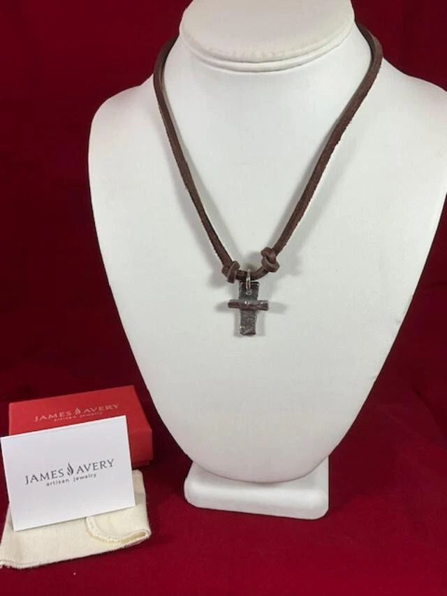 James avery mens leather shop cross necklace