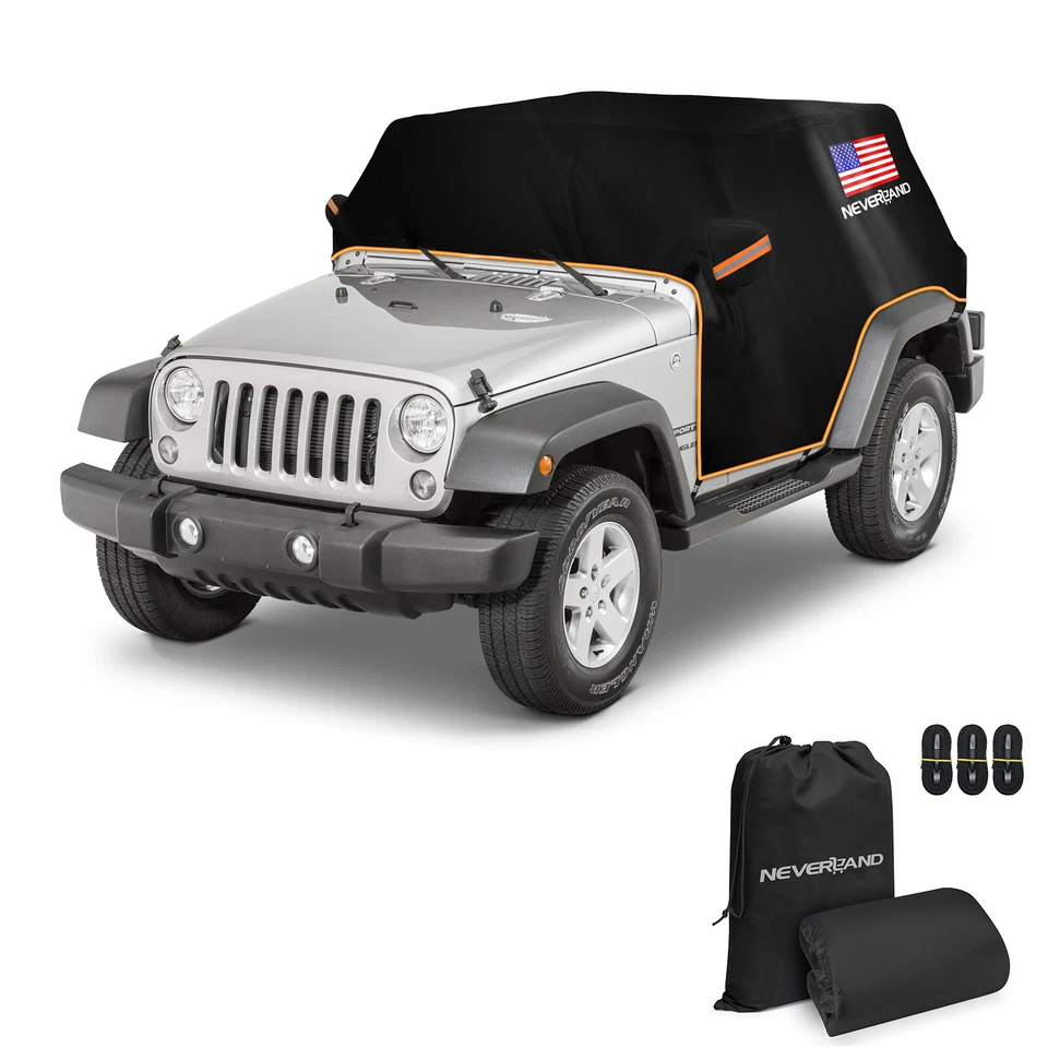 Half Car Cover for Jeep Wrangler 4 Door JKU JLU 2007 2018 2019 2010 2011-2024 - Image 3 of 4