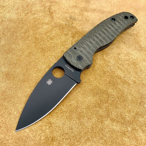 Spyderco Shaman C229GPBK 3.58" Black Plain Edge Blade & OD green Micarta scales - Picture 7 of 9