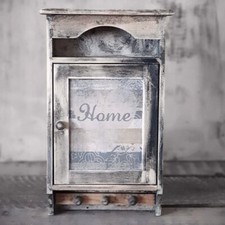 Vintage Skrzynka na klucze Dom wiejski Shabby Retro Drewniana szafka na klucze Ręcznie robiona