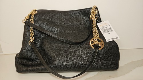 Michael Kors Woman Large Tote Handbag Shoulder Real Leather Crossbody Black MK