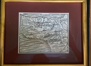 1588-Sebastian-Munster-Africa-Framed-Wood-Block-Engraved-Map-Munster