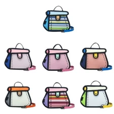 Stylish 2D Cartoon Canvas Bag Trendy Crossbody Bags Handbag for Fashion Lover