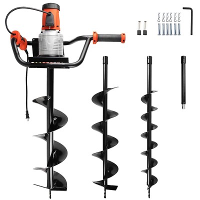 Electric Post Hole Digger with 4''+ 6''+8'' Auger Bit for Quick Post Hole Digging