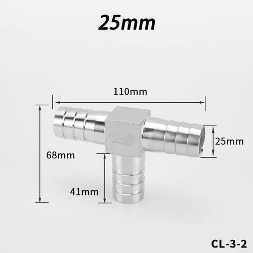 8-32mm T-Stück Schlauchtülle Schlauchverbinder Edelstahl 304 Luft Benzin Wasser - Picture 7 of 15