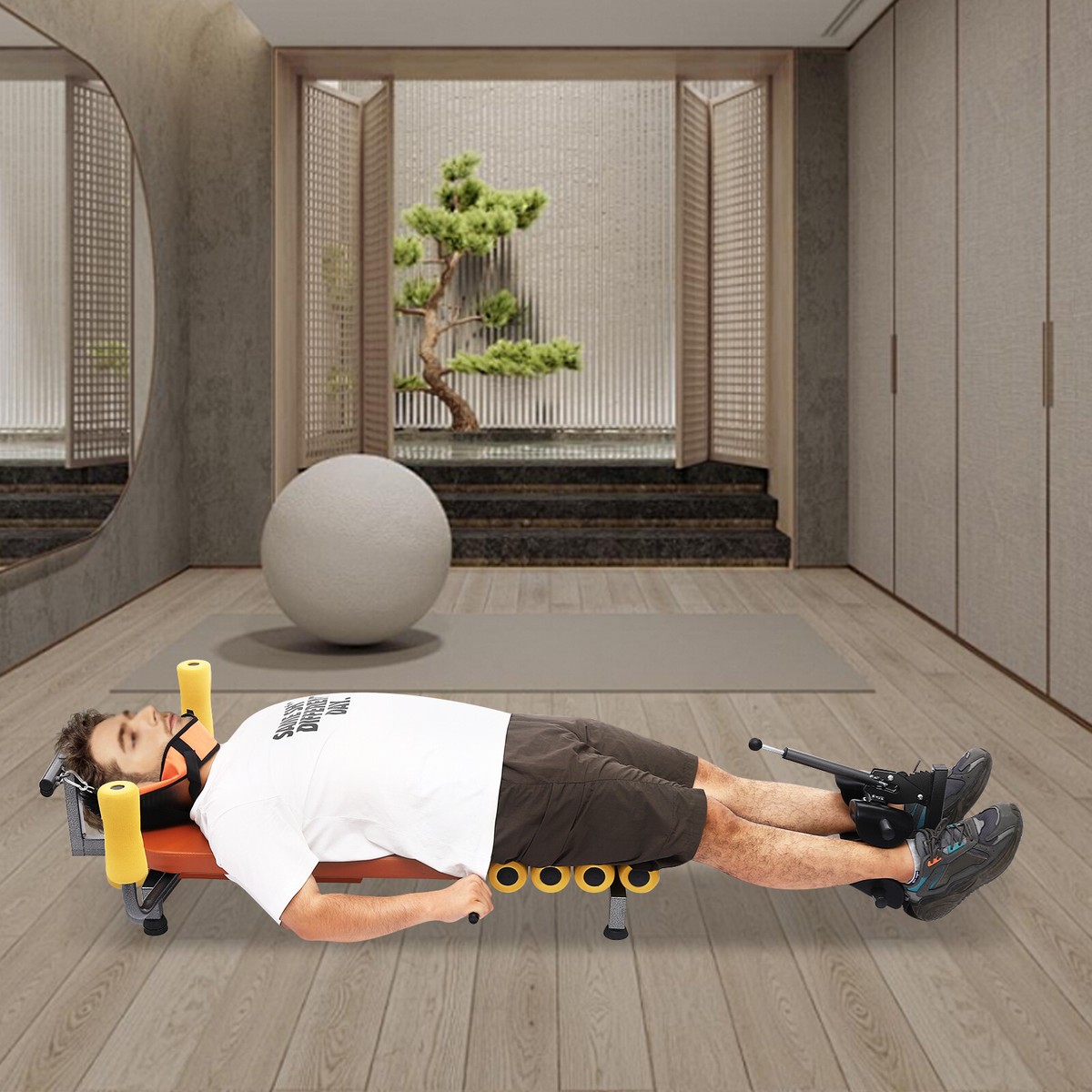 Stamina Traction Inline Back Stretch Bench With Cervical Traction