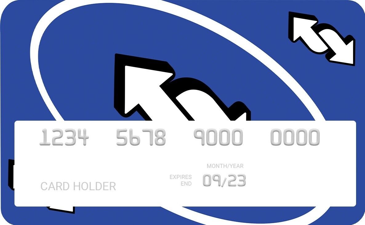 UNO Reverse Blue, Credit Card Cover, Credit Card Skin