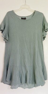 anthropologie sage green dress Saturday Sunday Size M- 100% Cotton leopard print