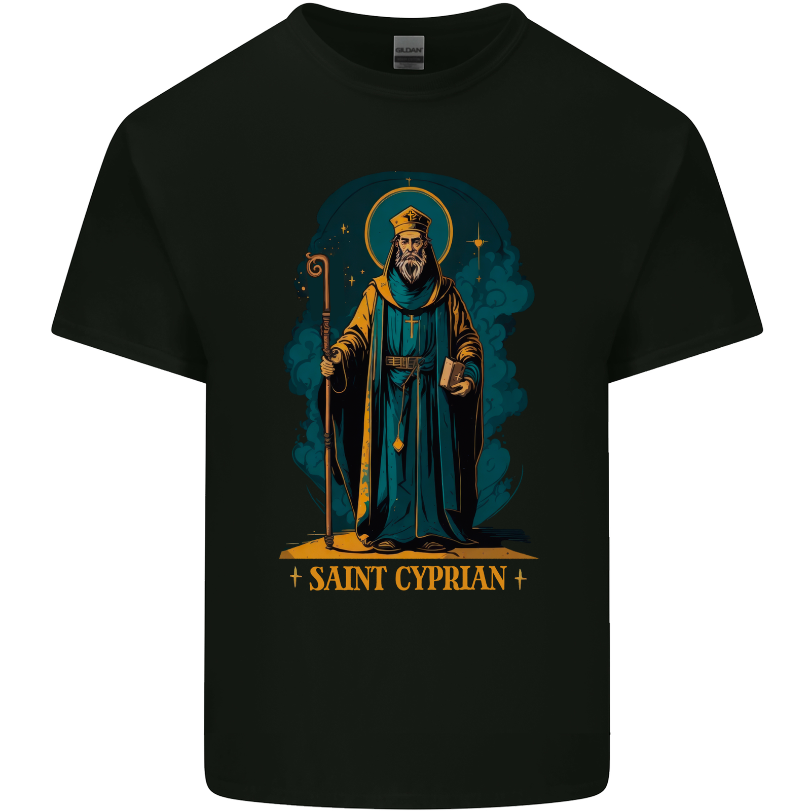 St Cyprian Saint Mens Cotton T-Shirt Tee Top