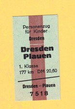 1. Klasa pociąg pasażerski DRESDEN-PLAUEN 177 km - bilet DM 20,60 / w najlepszym stanie