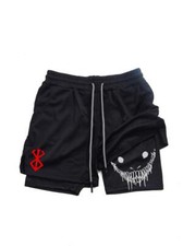 New Anime Berserk Running Shorts Men Fitness Gym Training 2 in 1 Sports Shorts