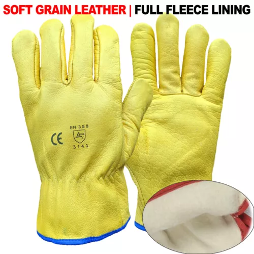 Yellow Leather Gardening Gloves Thorn Proof Garden Work Driver Safety Glove