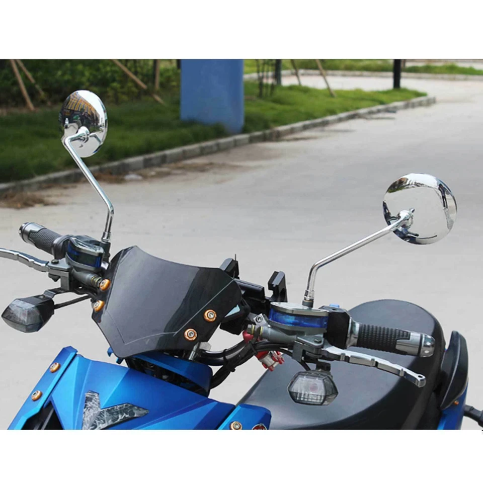 Par de espejos retrovisores cromados para moto 8 mm/10 mm para Yamaha QT50 Vino 125cc 50cc Foto 4 de 4