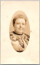 ANTIQUE RPPC POSTCARD CIRCA 1910s OLDER LADY IN FANCY DRESS ALBUM PRINT