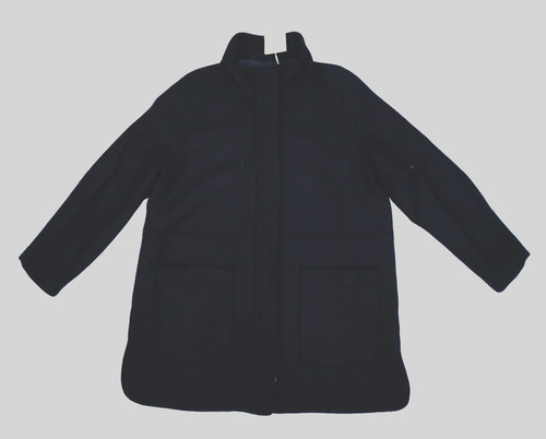 Madewell Estate Cocoon Coat Insuluxe Black Full Zip Car Coat Wool MA326 Women XL