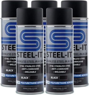Steel-it 1012D Black Polyurethane Stainless Steel Spray 12oz Can Pack of 5