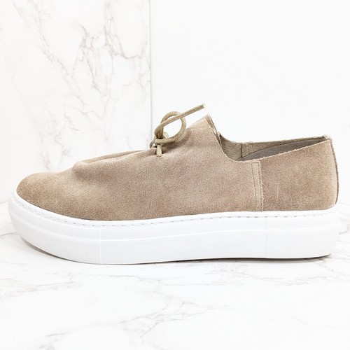 NEW ALL BLACK Gathered Sneak Taupe Suede Leather Shoe Size 38 EU 7.5 US - Picture 4 of 17