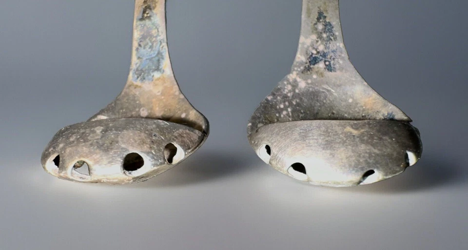 Sales abiertas victorianas antiguas inglesas de plata esterlina con forros de cobalto Foto 4 de 4