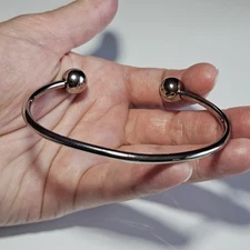 Vintage Silver Tone Smooth Torc Chunky Bangle Cuff Bracelet