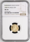 2008 W $5 1/10 Oz Gold American EAGLE Burnished Uncirculated Coin NGC MS70 GEM