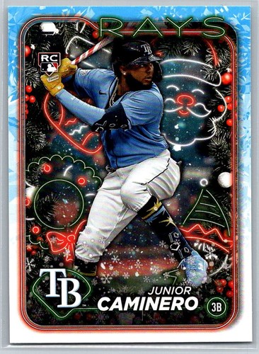 2024 Topps Holiday Junior Caminero Candy Cane Bat RC Tampa Bay Rays #H25