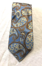 Altea Tie Mens Blue Gold Paisley 100 Silk Hand Made Italy Classic Necktie