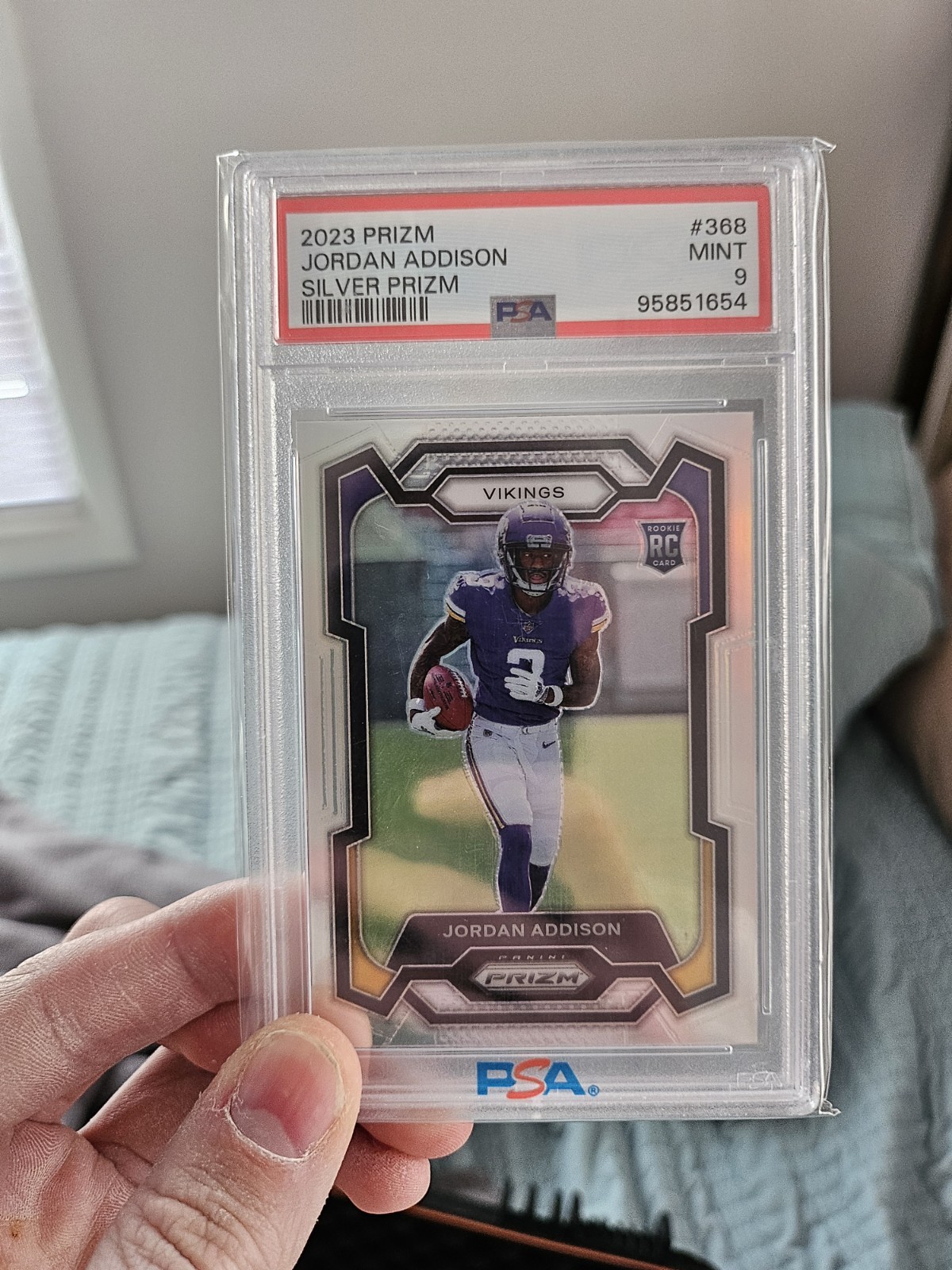 2023 Panini Prizm Jordan Addison Silver Prizm Rookie #368 PSA 9 Vikings