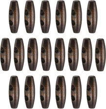 20Pcs Wooden Toggle Buttons 35Mm / 1.4" Wood Olive Sewing Buttons 2-Hole Wood Ho