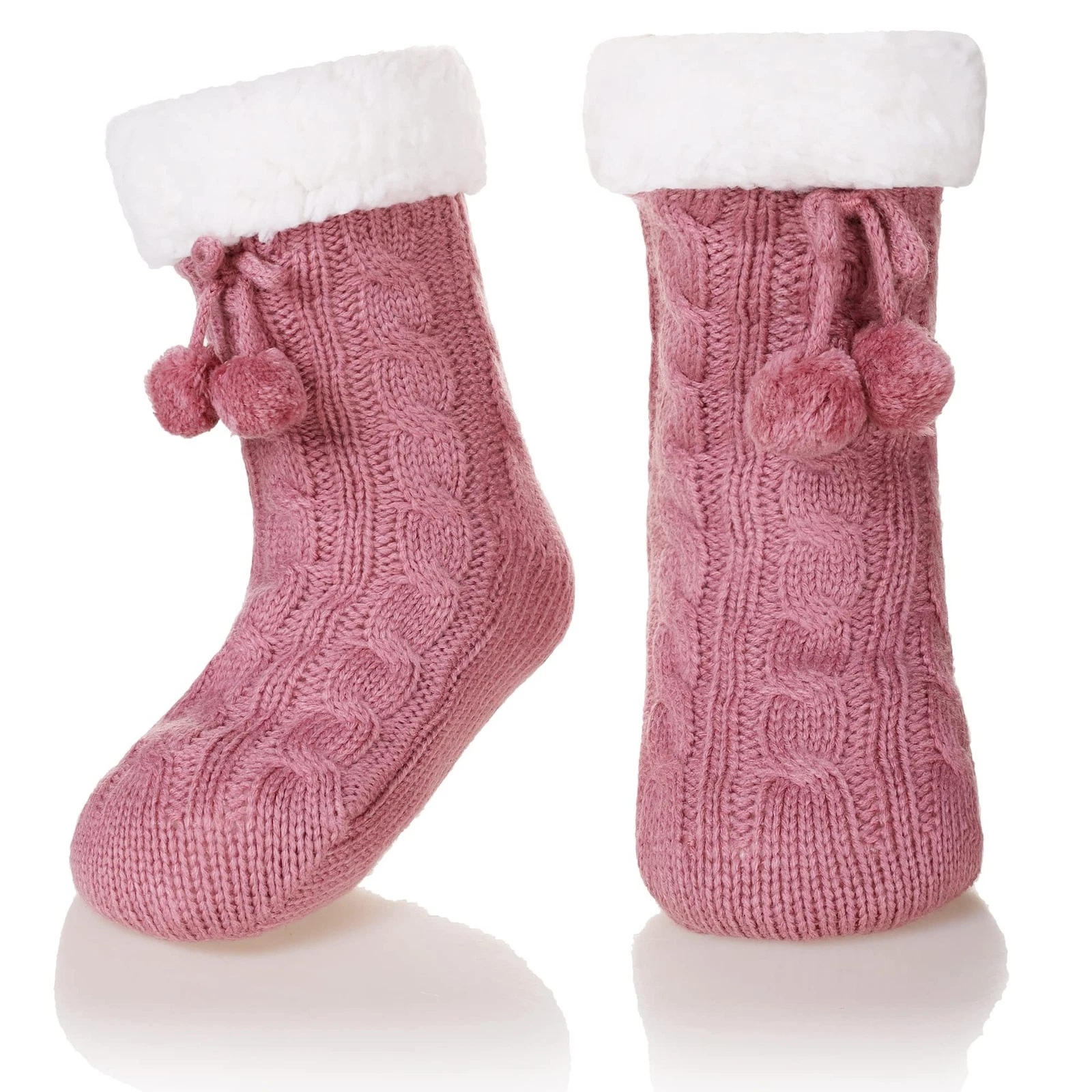 Kids Slipper Socks Boys Girls Fuzzy Non Slip Winter Fleece Lined Warm Cozy Ch...