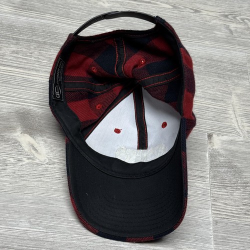 Eskimo Hat Cap Snap Back Red Black Buffalo Plaid Ice Fishing Gear Patch Mens - Picture 7 of 9