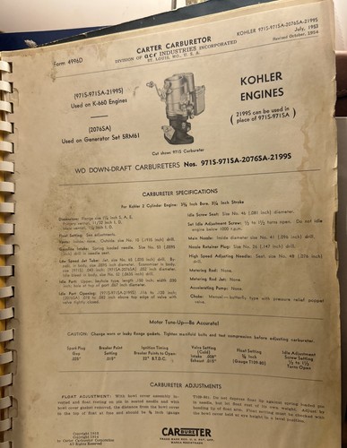 Kohler Engines K660 P S C G & H operation parts manual - Picture 6 of 6