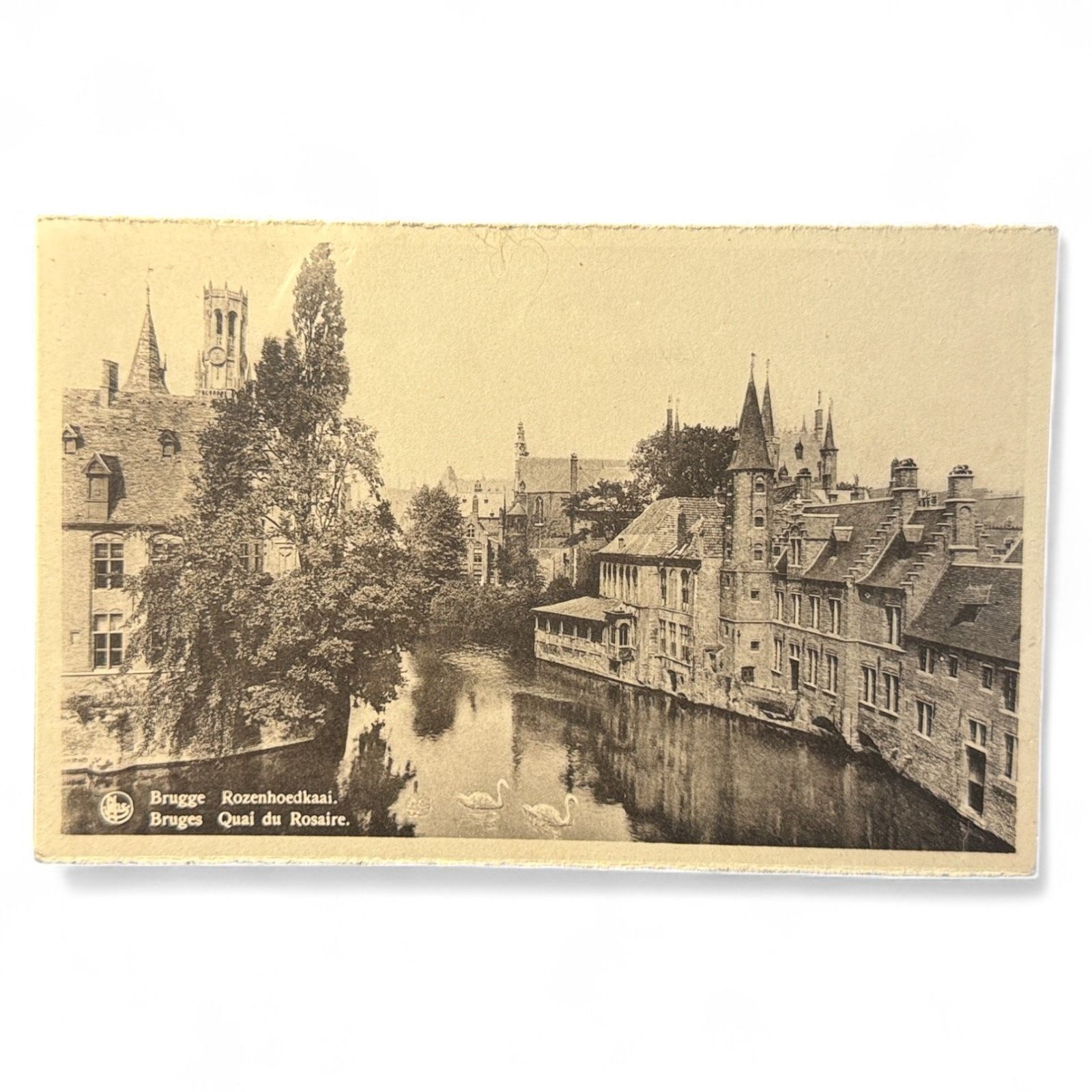 Vintage Postcard Of Bruges Quai Du Rosaire Belgium Sepia Print By E.N. Thill Bru