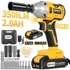 New Cordless 21V Brushless Impact Wrench Set Powerful 1/2 Drive Pro Auto Tool