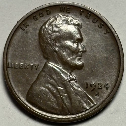 1924-S Lincoln Wheat Cent — AU Condition