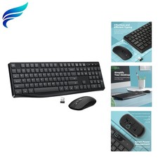 Wireless Keyboard and Mouse Combo, 2.4G Full-Sized Ergonomic Keyboard Mouse, ...