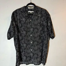 Vintage Perry Ellis Silk Blend Floral Black Men's Shirt