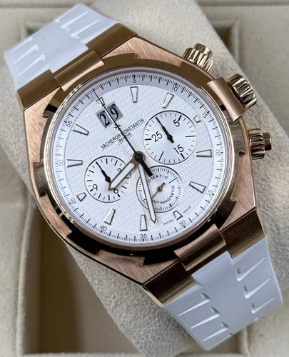 Vacheron Constantin Overseas Chronograph 49150/000R Rose Gold White Dial 42mm