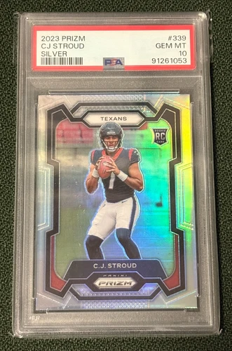 CJ STROUD 2023 PRIZM FOOTBALL #339 SILVER ROOKIE CARD RC PSA 10 HOUSTON TEXANS