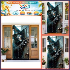 Halloween Door Cover Creepy Witch 71x35 Inch Indoor Outdoor Front Porch Party