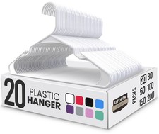 Plastic Clothes Hangers 20 Pack - Space Saving Durable Design White