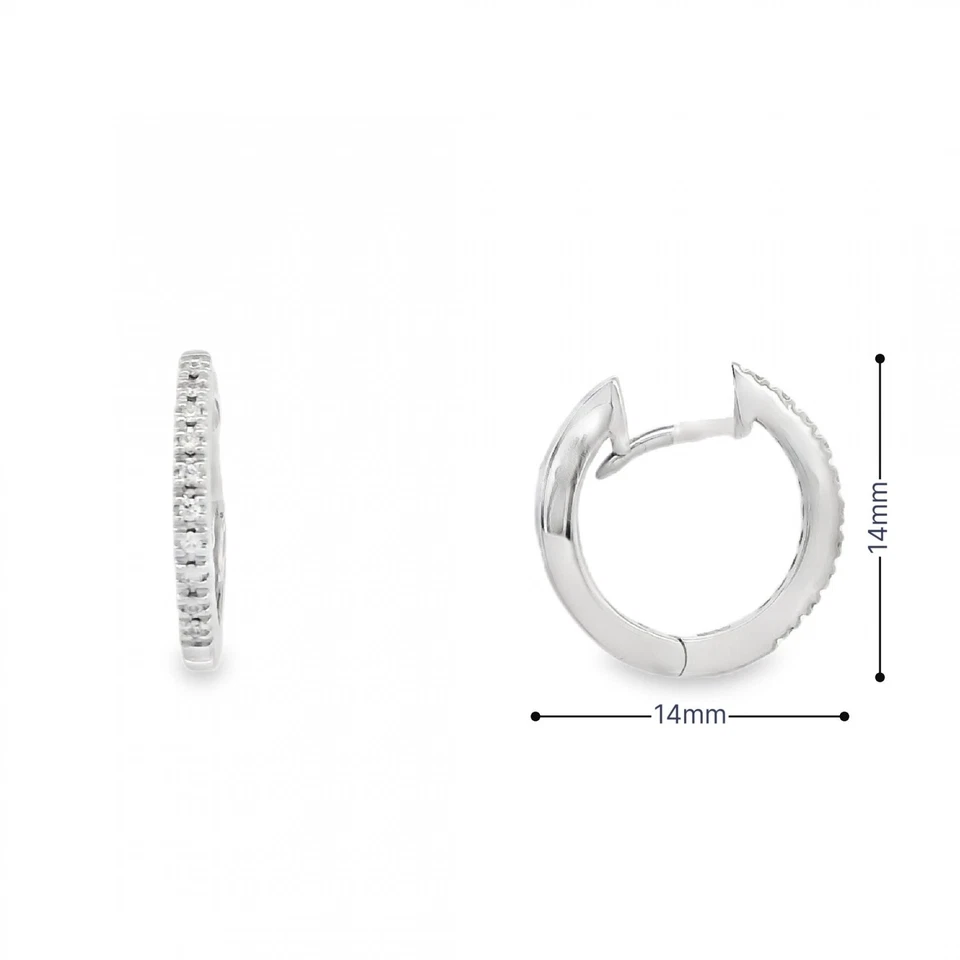 Pendientes tipo argolla de diamantes de oro blanco de 18 quilates - 14x14 mm - 0,12 quilates Foto 2 de 3